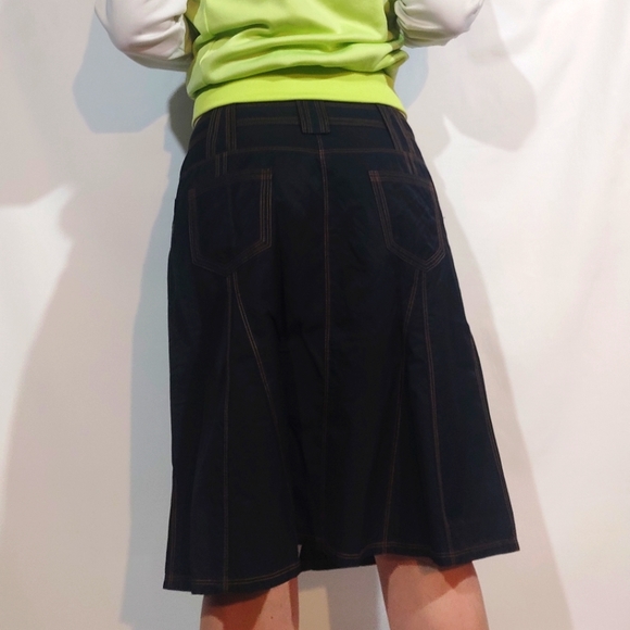 Skirt Streetwear Customized Patchwork Midi Detailed Zip Waist Belt Loop Black - Picture 6 of 15